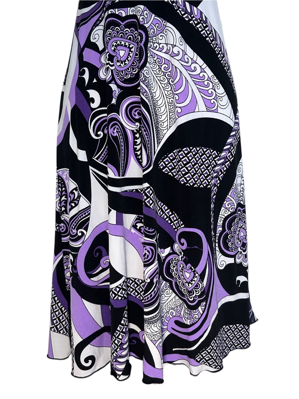 Y2K VTG Speechless Black and Purple Paisley Midi Dress - Picture 3 of 5